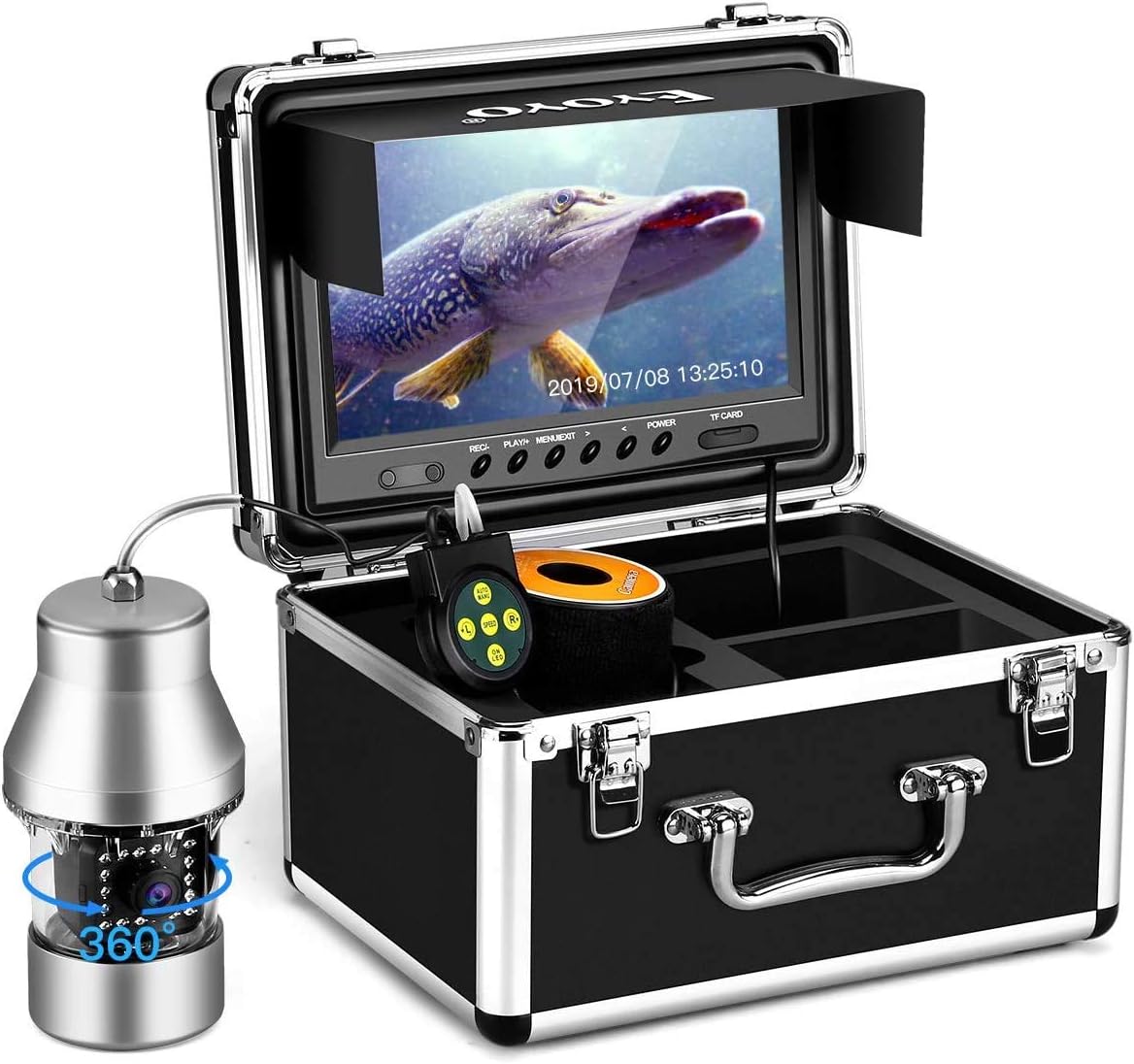 Underwater Fishing Camera 9 inch 360° Camera 1000TVL 18 IR Lights 30M Cable R929