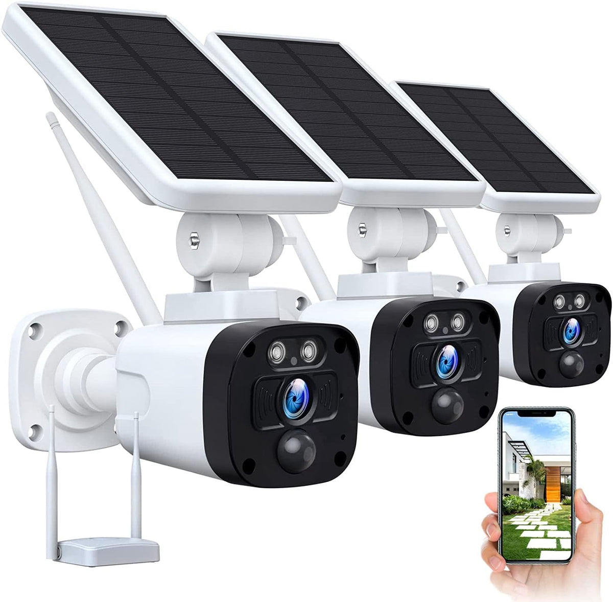 2K Solar Wireless Security Camera System with 3 WiFi Cameras K65228