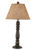 Distressed Black Swirl Table Lamp with Pine Cone Accent 32 in Z648