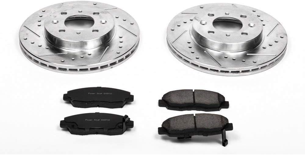 Front Z23 Carbon Fiber Brake Pads with Drilled & Slotted Brake Rotors Kit R93291