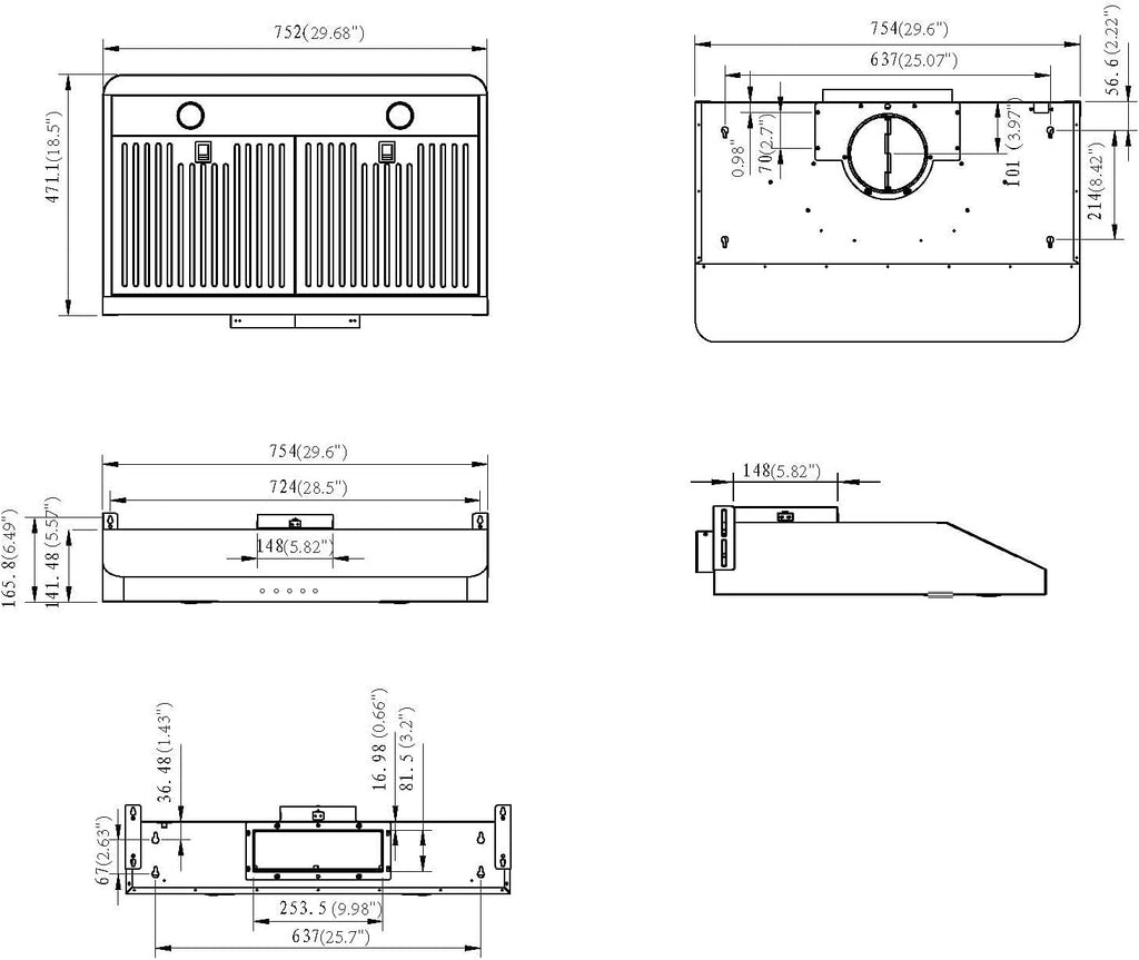 30 Inch Under Cabinet Range Hood Stainless Steel 400 CFM I7759