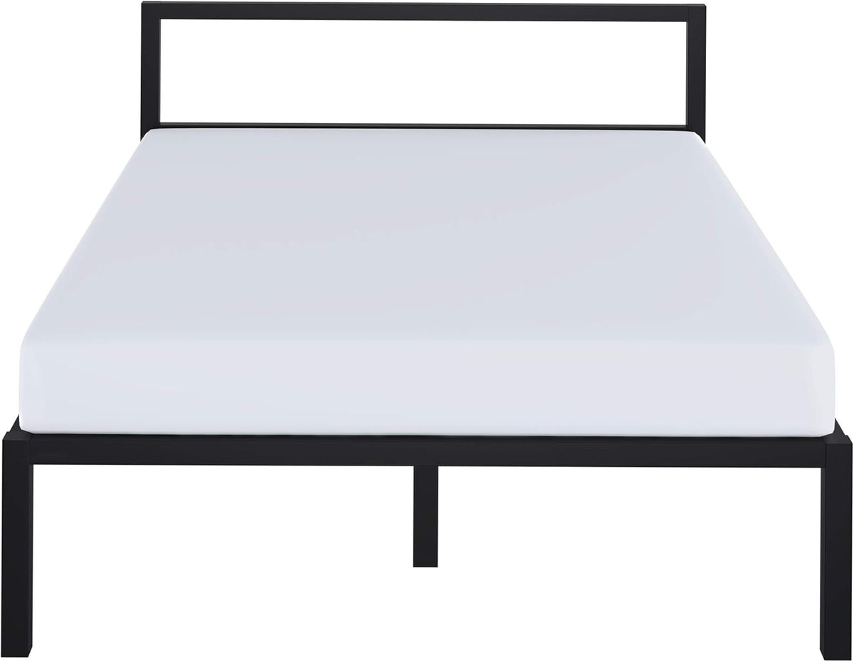 Full Size Black Metal Platform Bed Frame with Headboard E63664