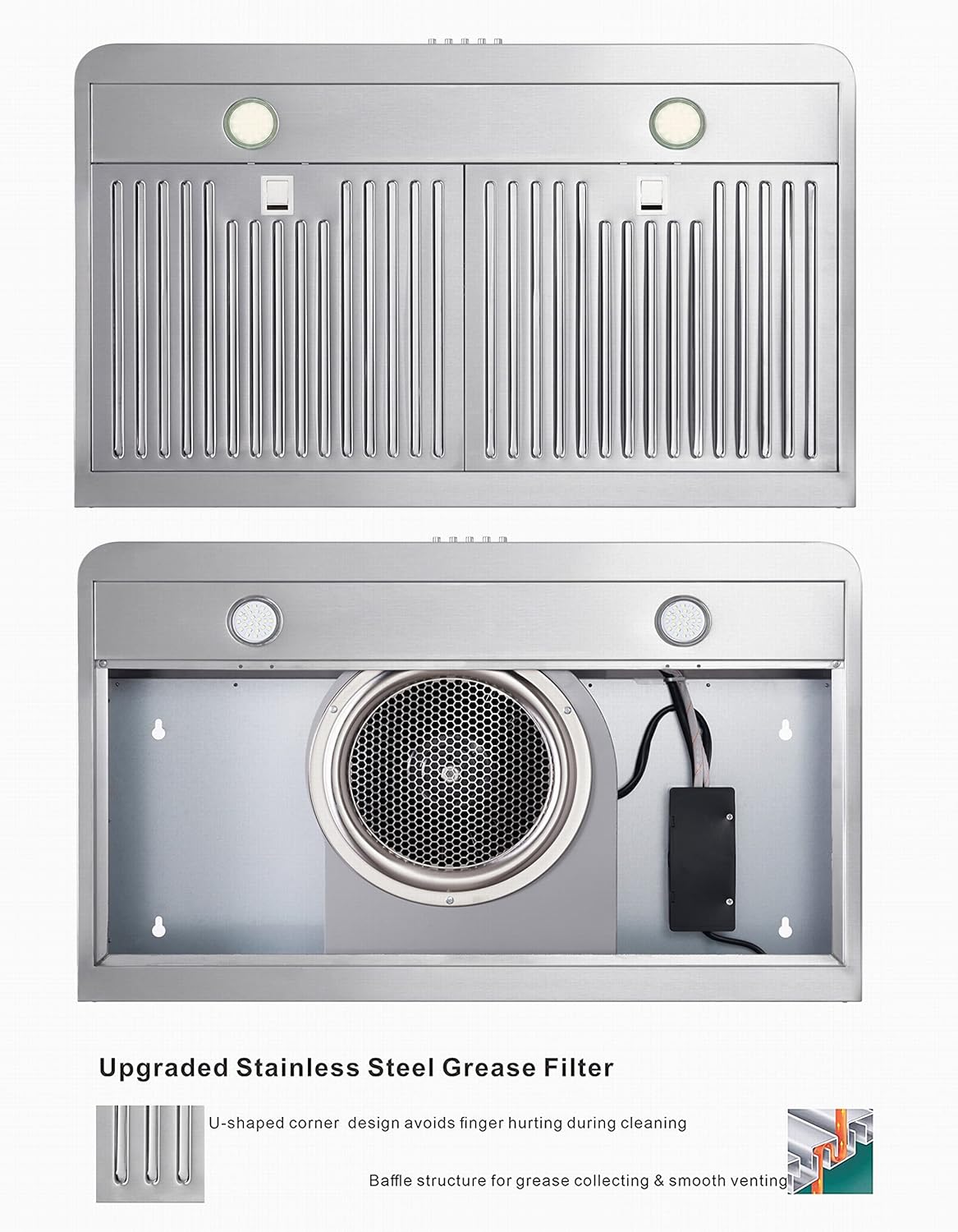 30 Inch Under Cabinet Range Hood Stainless Steel 400 CFM I7759