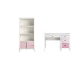 2 Piece Kids Bedroom Set with Bookcase and Desk in White and Pink J5570