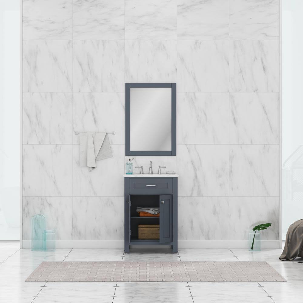 24 in. Single Gray Bathroom Vanity with Carrera Marble Top C591