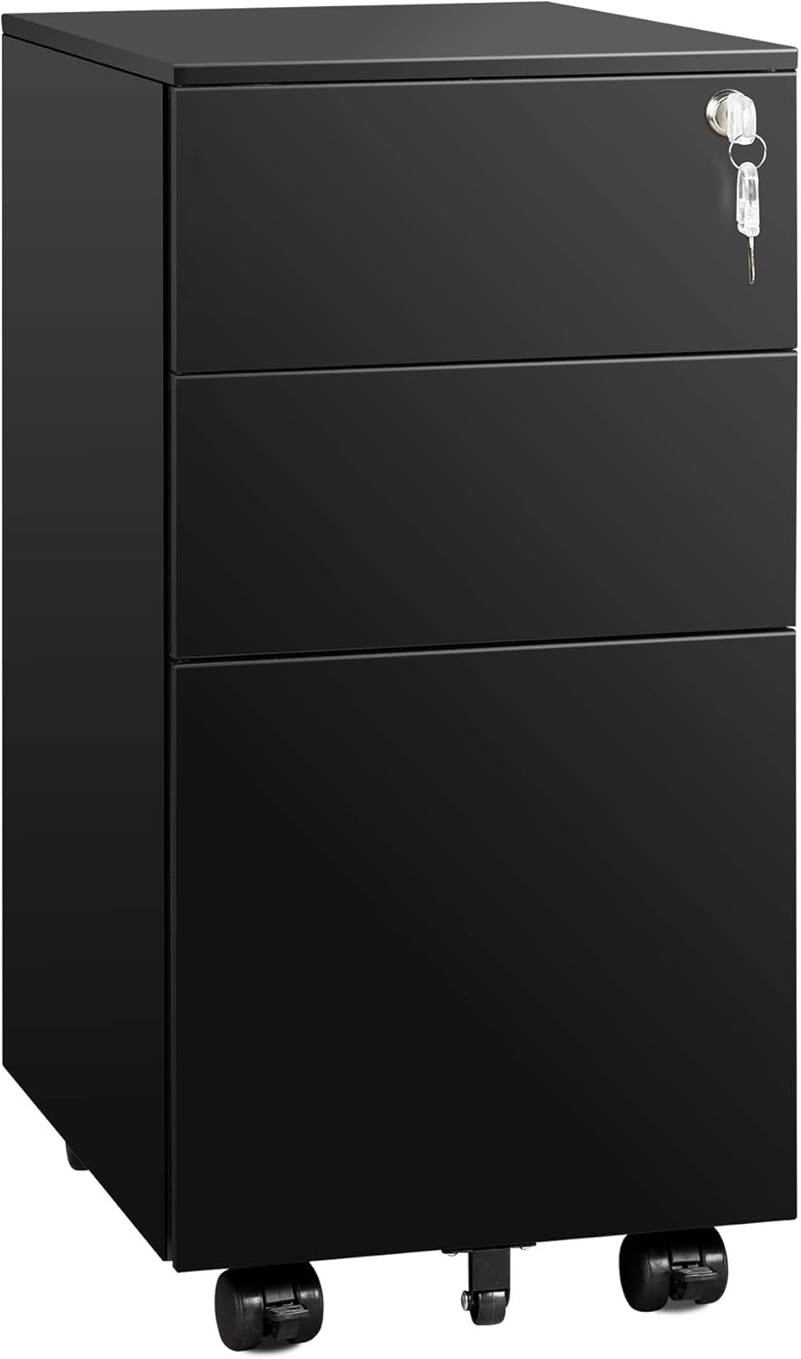 White 3 Drawer Slim File Cabinet with Lock F651689