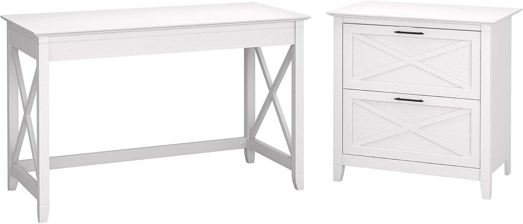 54W Computer Desk with Storage and 2 Drawer File Cabinet B125461