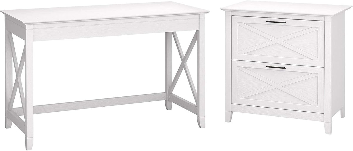 54W Computer Desk with Storage and 2 Drawer File Cabinet B125461