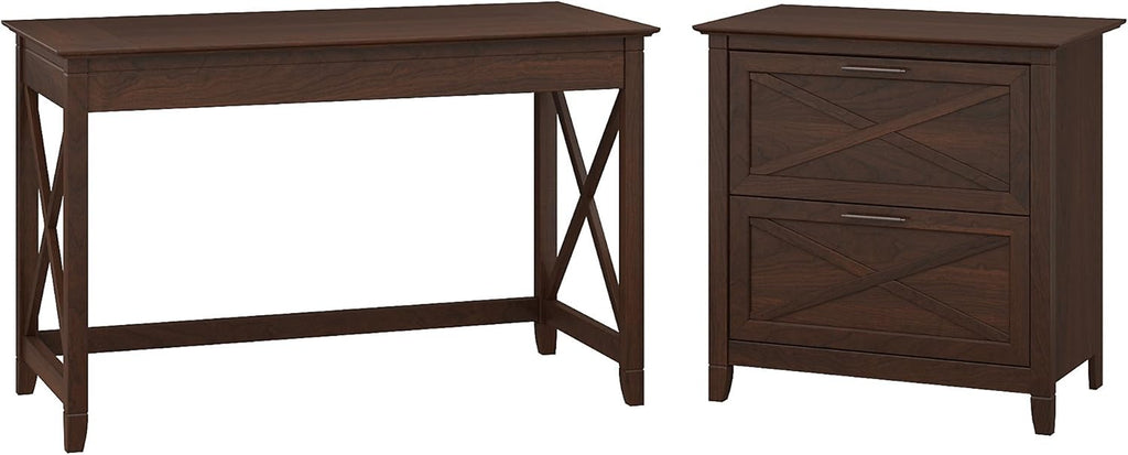 54W Computer Desk with Storage and 2 Drawer File Cabinet B125461