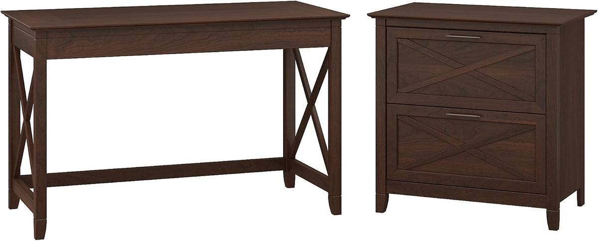 54W Computer Desk with Storage and 2 Drawer File Cabinet B125461