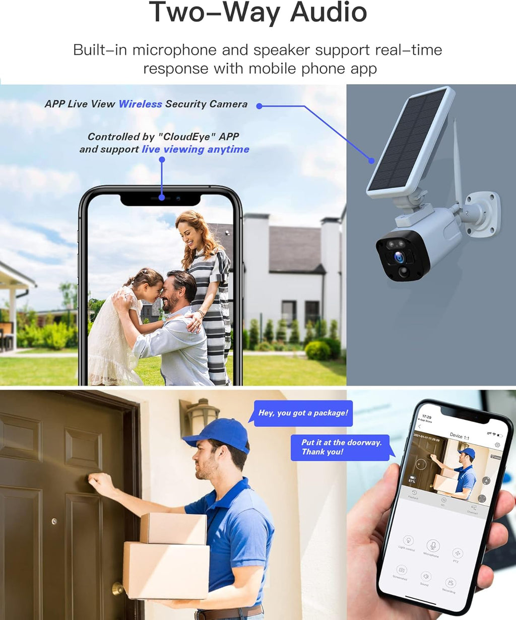 2K Solar Wireless Security Camera System with 3 WiFi Cameras K65228