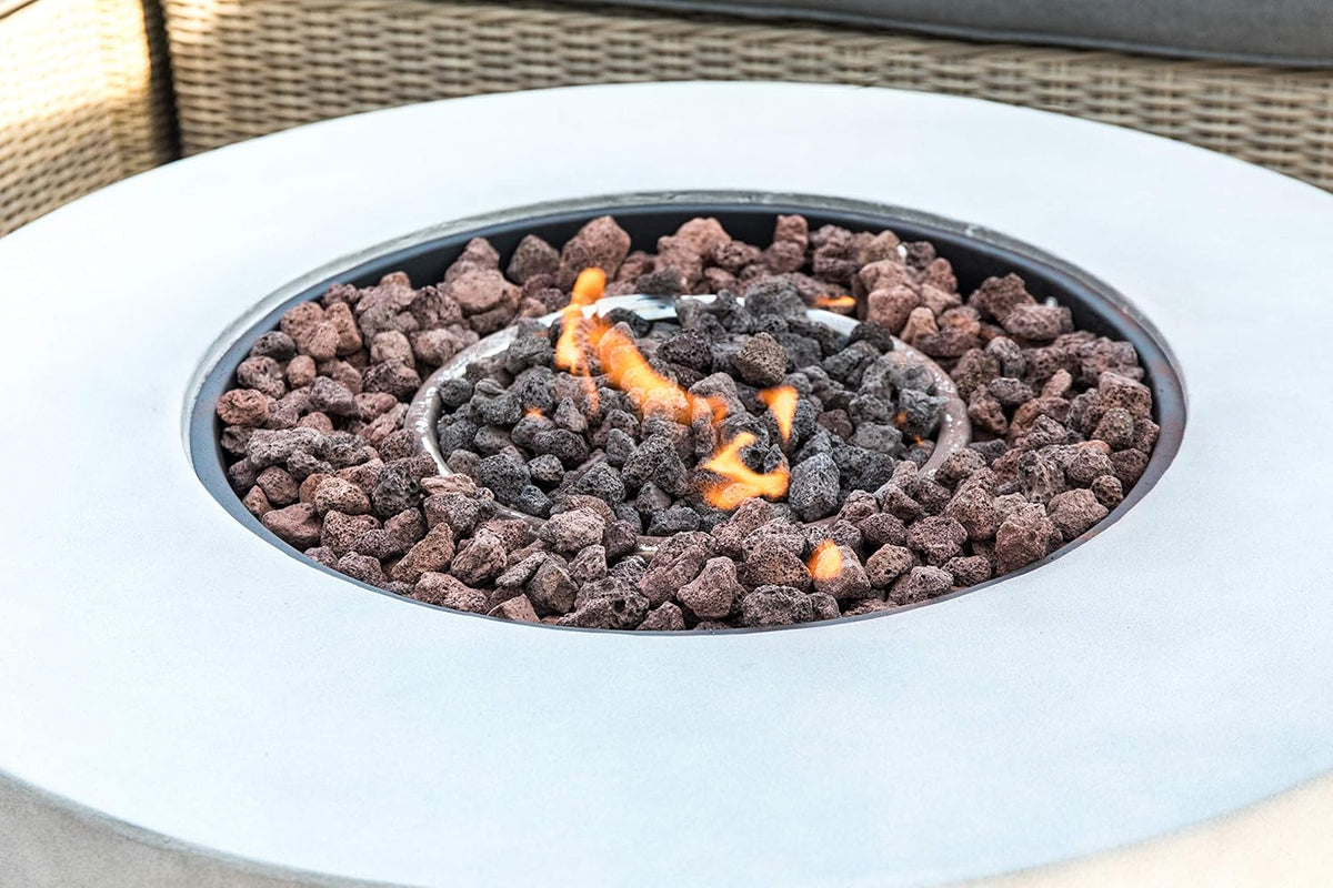 Light Gray 36 inch Propane Gas Fire Pit Table with PVC Cover and Lava Rocks N58440