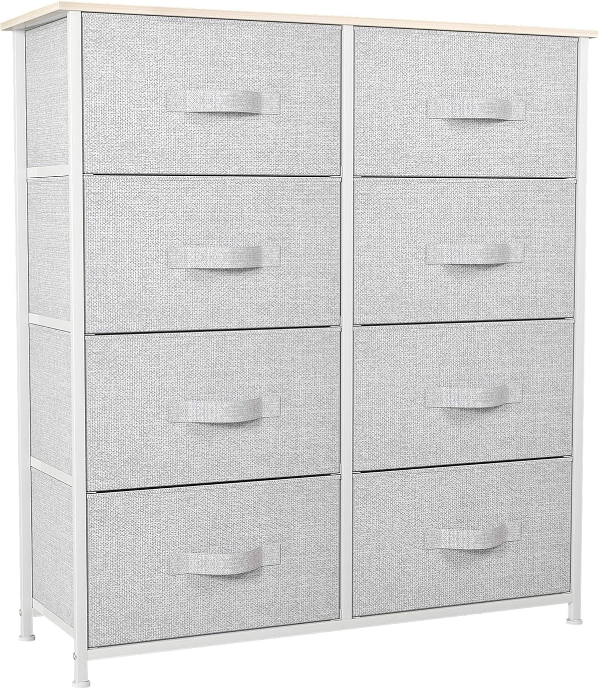 8 Drawer Fabric Dresser with Steel Frame and Wooden Top T226915