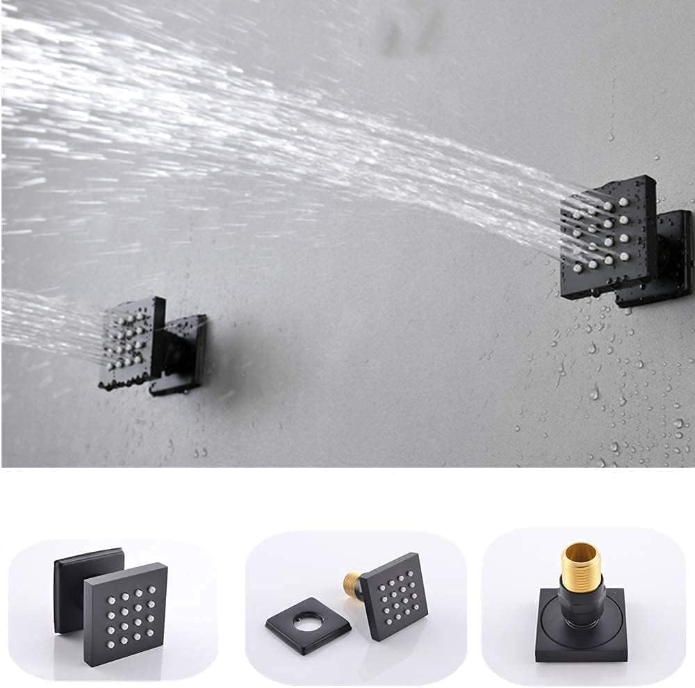 12 Inch Matte Black Thermostatic Rain Shower System J9602