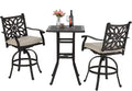 3 Pieces Cast Aluminum Bar Set with 2 Swivel Bar Height Chairs and 1 Square Table H933