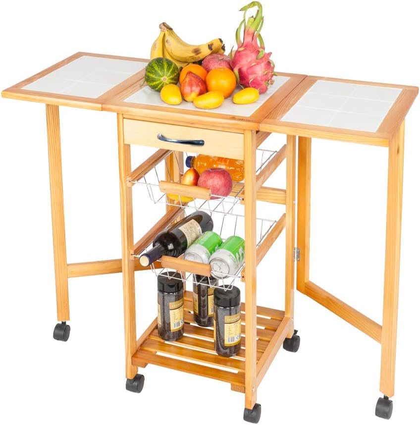 Kitchen Island Cart on Wheels with 2 Drawers and 2 Shelves H4501