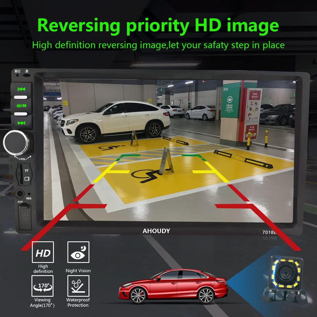 Double Din Car Stereo with Bluetooth and Backup Camera P658
