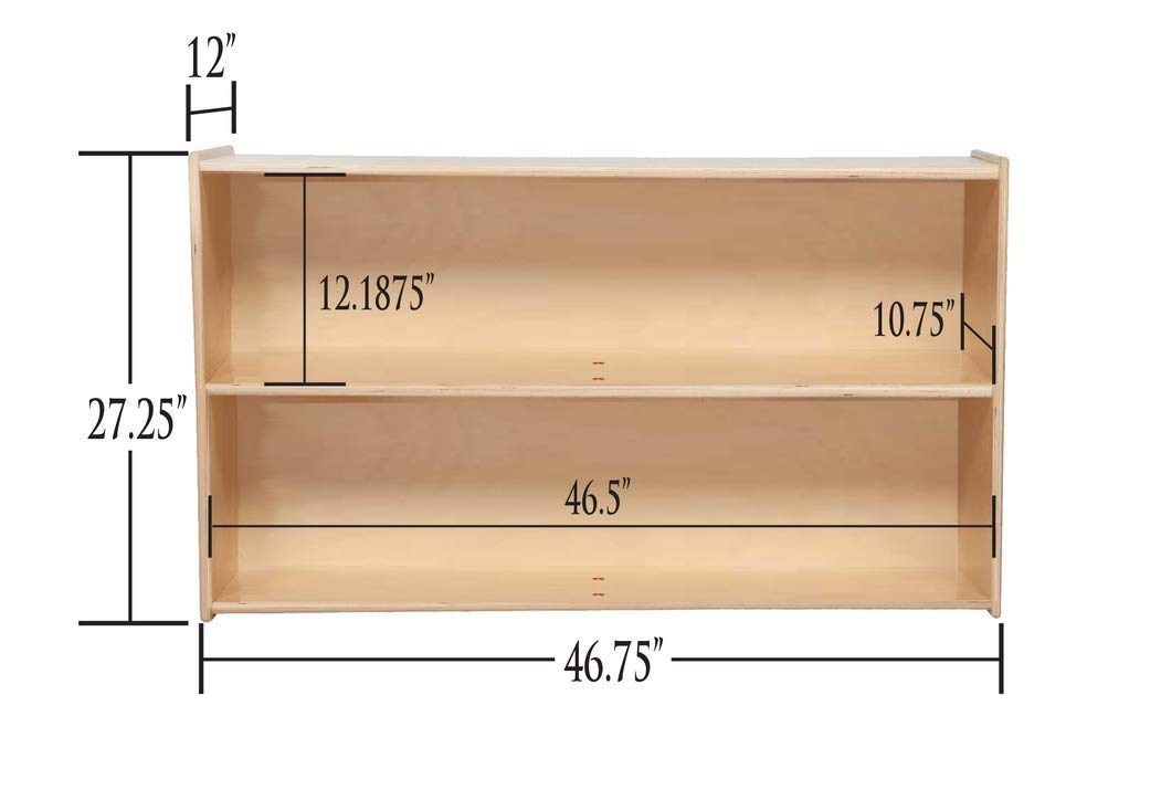 2 Shelf Bookcase Storage Organizer Natural Finish U326