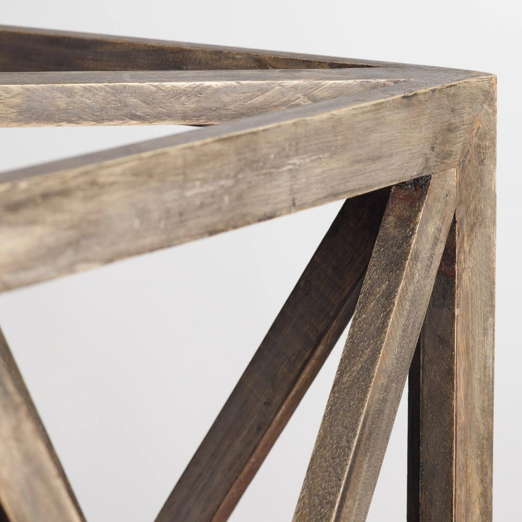 Square Wood & Iron 4-Light Chandelier Y1071