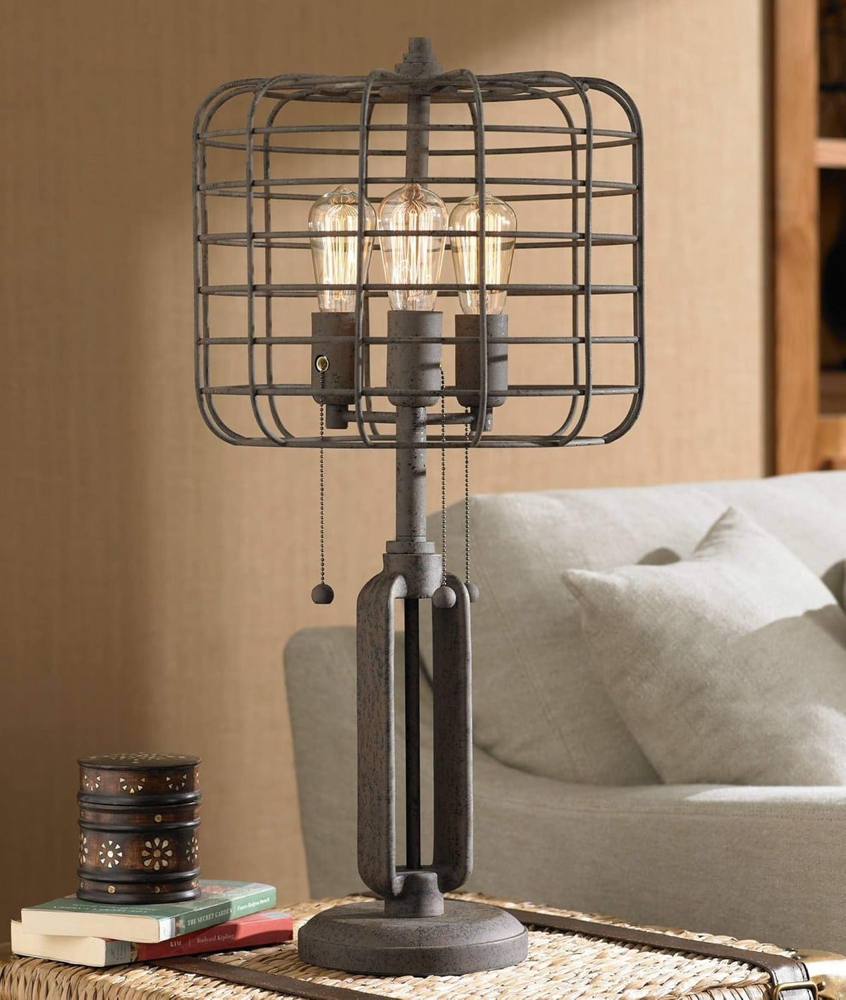 Industrial LED Dimmable Table Lamp Rust Metal T8710