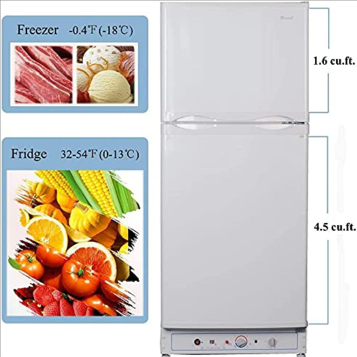 Propane Refrigerator with Freezer 6.1 cu.ft White D932