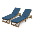 Teak and Blue Acacia Wood Chaise Lounge Set of 2 K6560