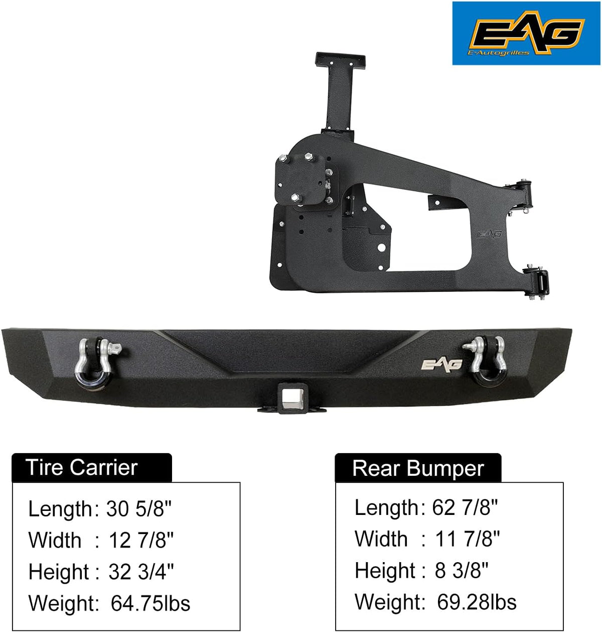 Rear Bumper with Tire Carrier & Adjustable Tire Mount G26902