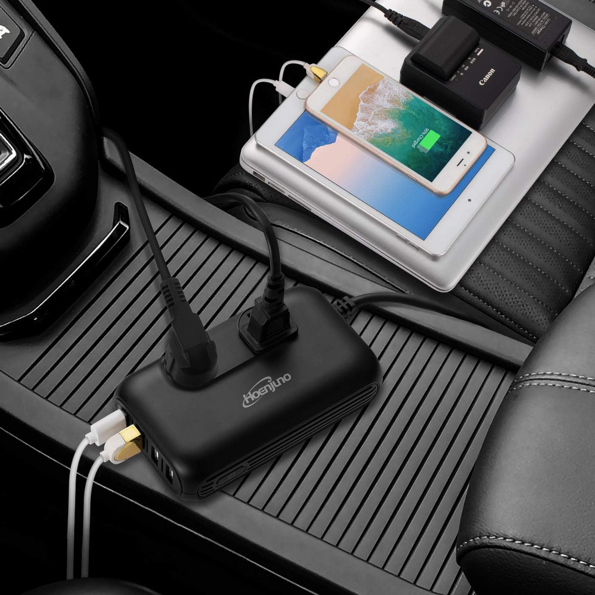 200W Car Power Inverter DC 12V to 110V AC 4 Ports USB QC 3.0 G153