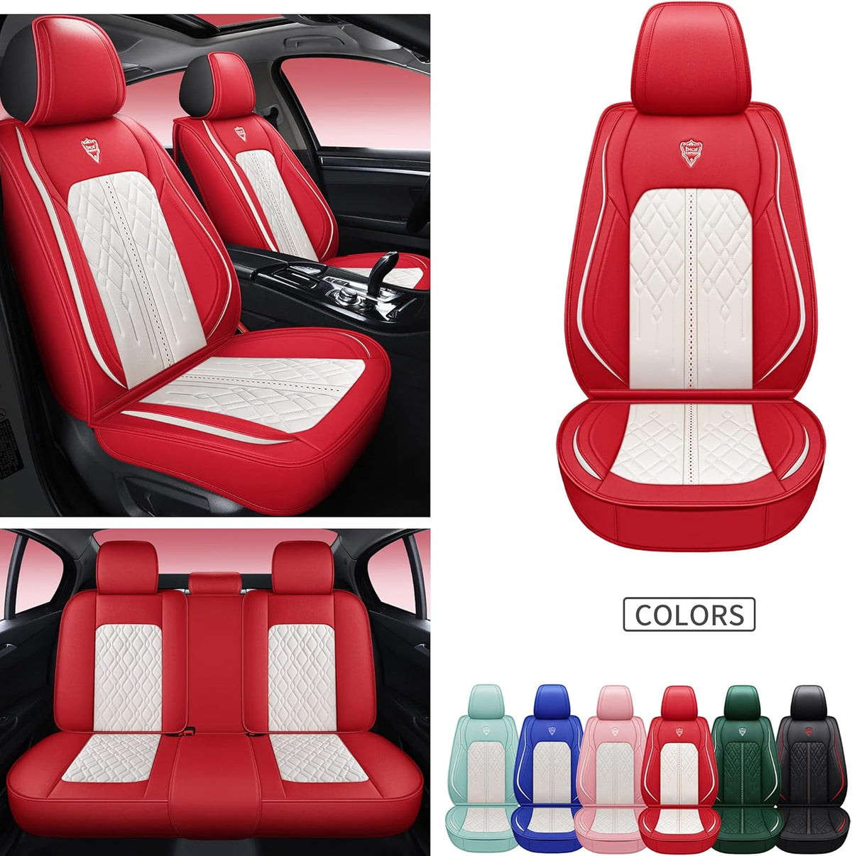 Blue Synthetic Leather Car Seat Cover Set T71129