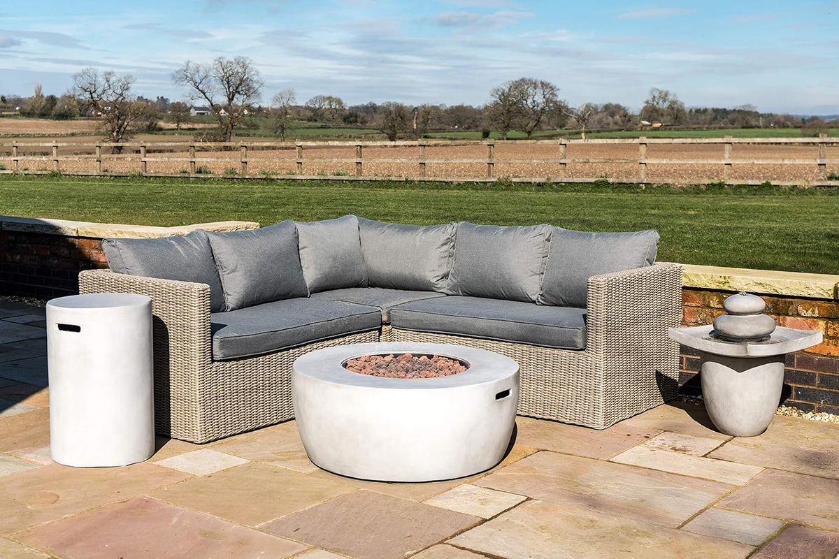 Light Gray 36 inch Propane Gas Fire Pit Table with PVC Cover and Lava Rocks N58440