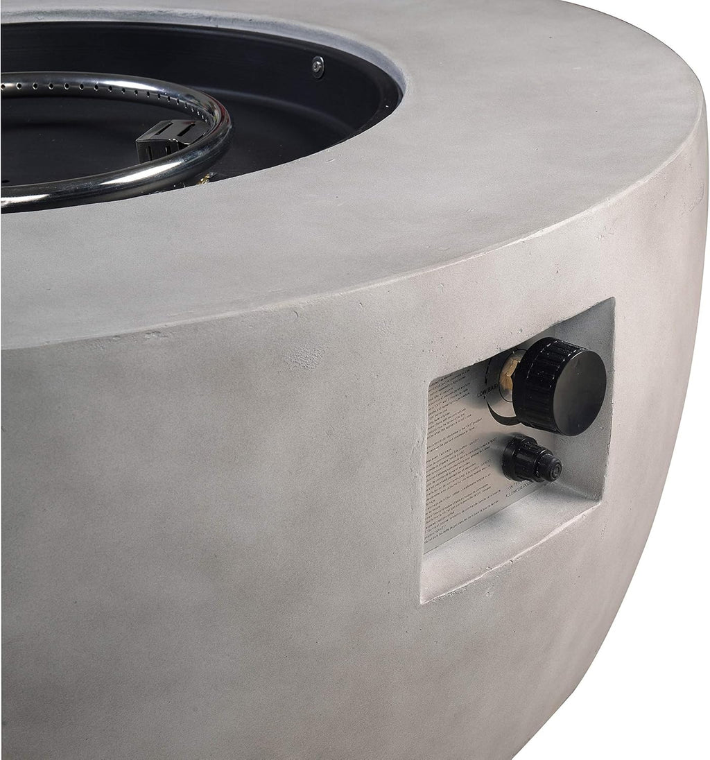 Light Gray 36 inch Propane Gas Fire Pit Table with PVC Cover and Lava Rocks N58440