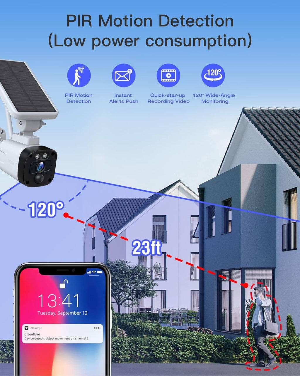 2K Solar Wireless Security Camera System with 3 WiFi Cameras K65228