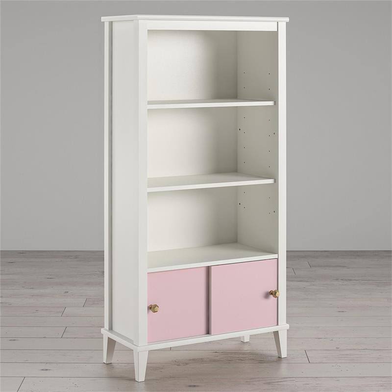 2 Piece Kids Bedroom Set with Bookcase and Desk in White and Pink J5570