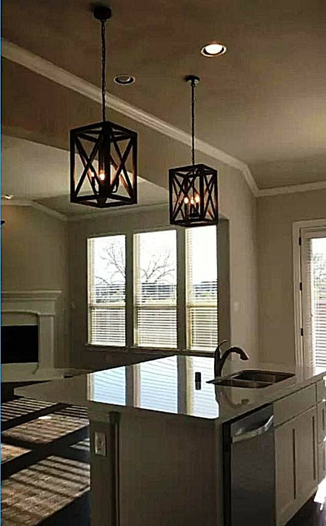 Square Wood & Iron 4-Light Chandelier Y1071