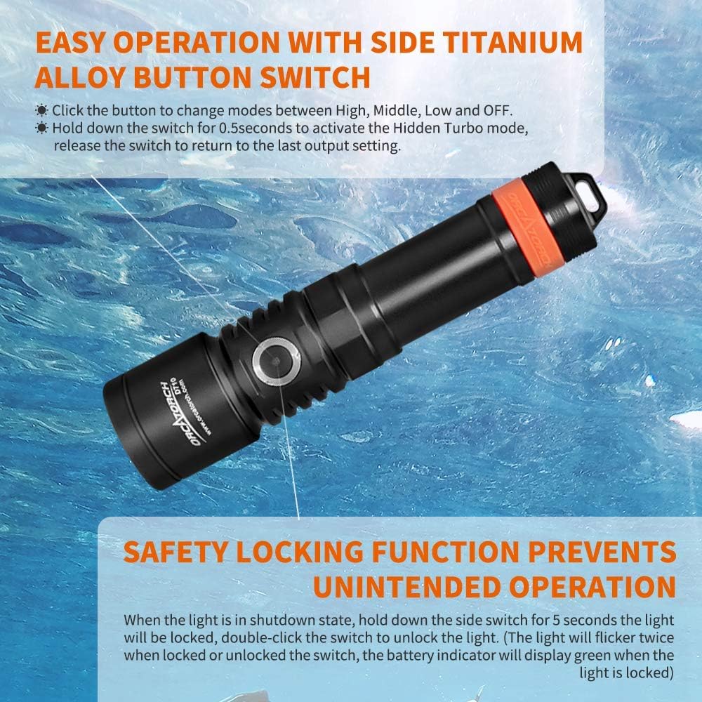 3000 Lumen IP68 Waterproof Underwater Flashlight I581