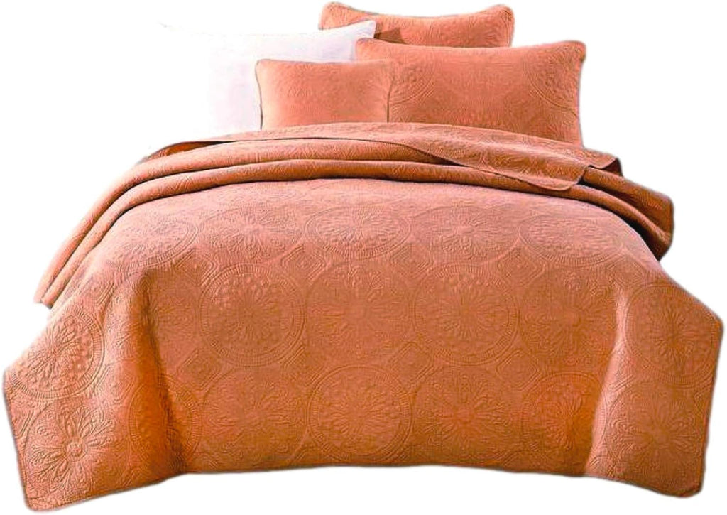 Cotton Stone Washed Floral Bohemian Coverlet Bedspread 3 Piece Set, King Z1308