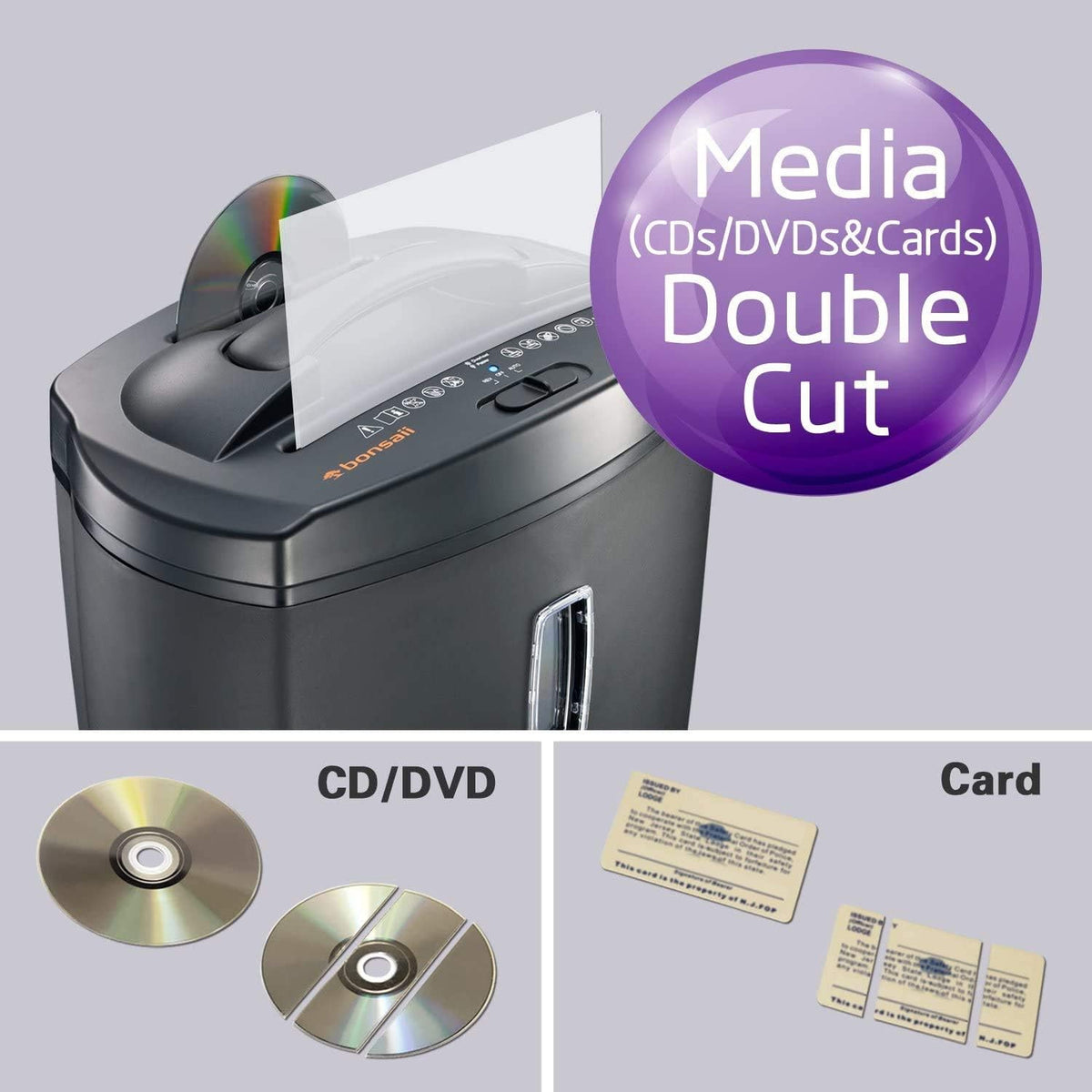 8-Sheet Micro-Cut Paper CD Credit Card Shredder with 5.5 Gallon Wastebasket I768
