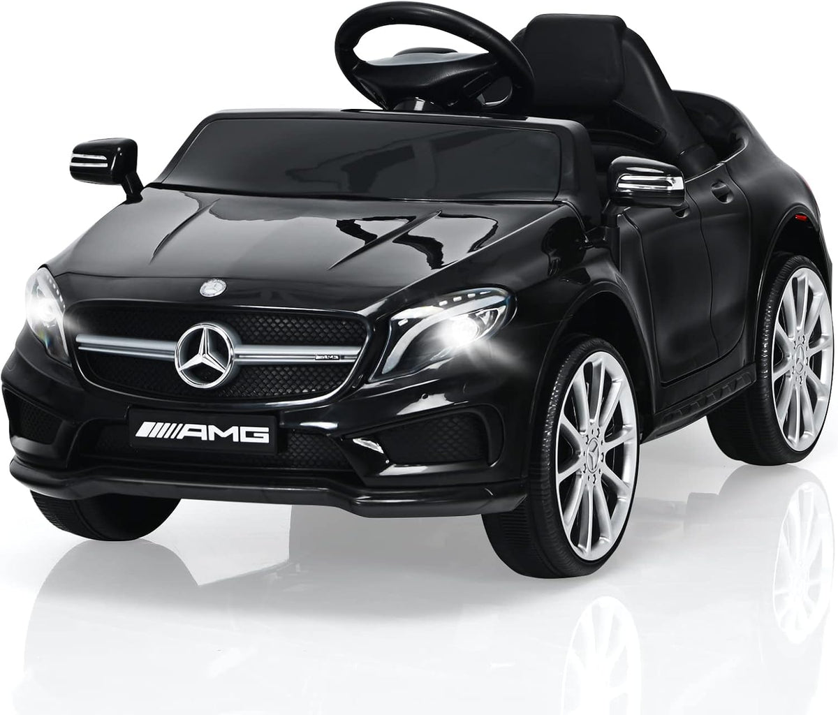 12V Electric Kids Ride On Car with Remote Control, MP3, USB, 2 Speeds, LED Lights, White D16078