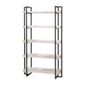 Contemporary Wood 5-Tier Bookcase in Antique White G9006