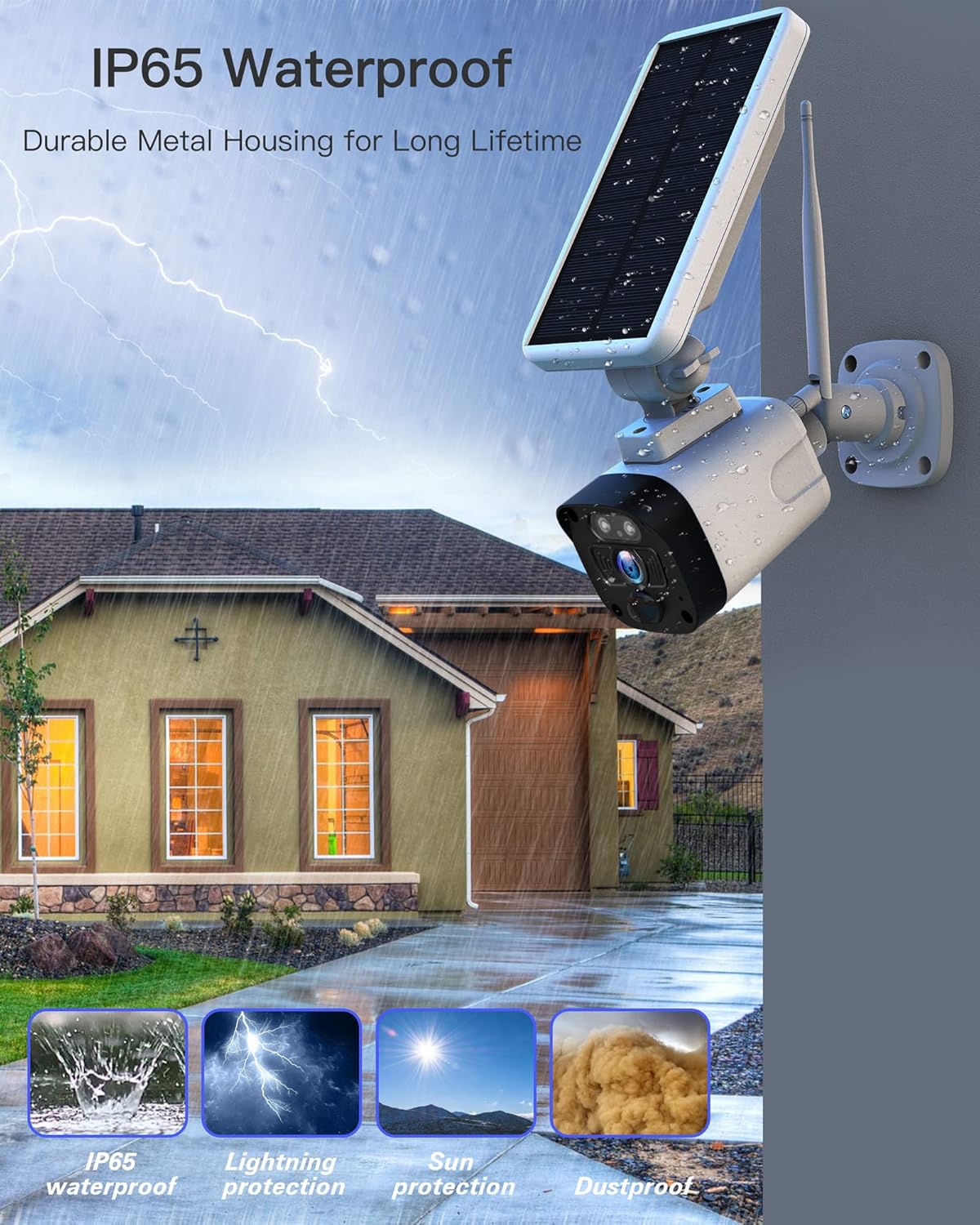 2K Solar Wireless Security Camera System with 3 WiFi Cameras K65228