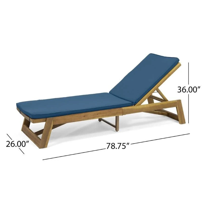 Teak and Blue Acacia Wood Chaise Lounge Set of 2 K6560