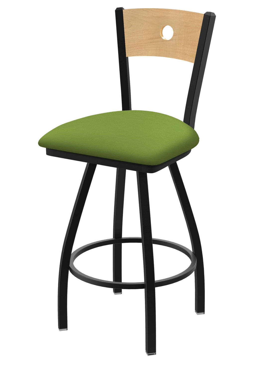 Swivel Counter Stool with Black Wrinkle Finish and Green Seat I99696