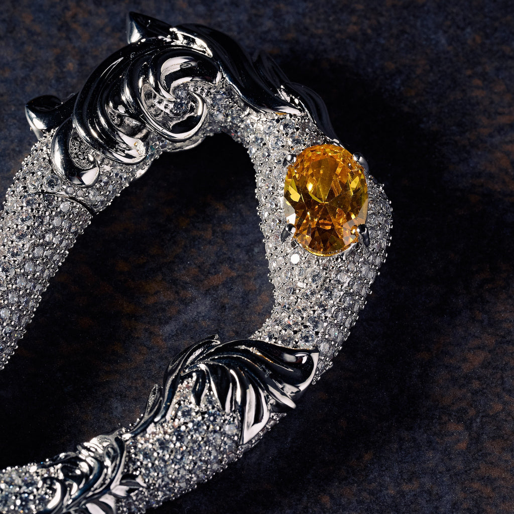GLD X Bloody Osiris Iced Moissanite Carabiner in White Gold Vermeil