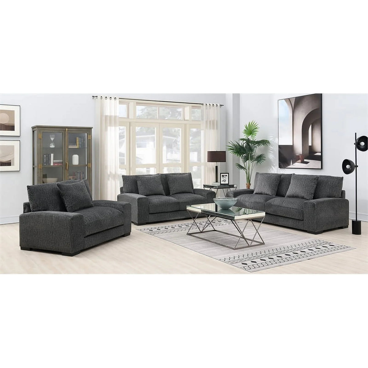 Gray Microfiber Sofa R38445