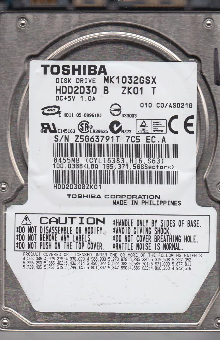 100GB SATA 2.5 Hard Drive K76101