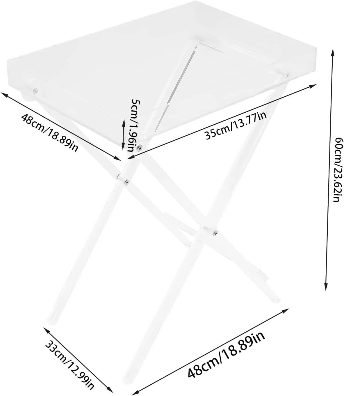 Clear Acrylic Folding Tray Table X7574