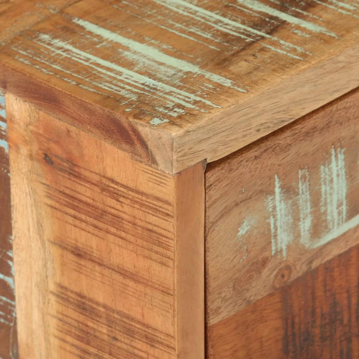 Side Table with Storage Drawer and Wheels Reclaimed Wood K485791