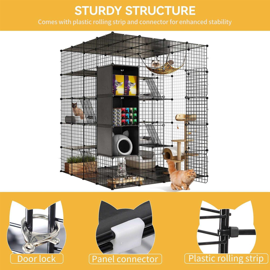 5-Tier Metal Cat Cage with Cube Storage B2745