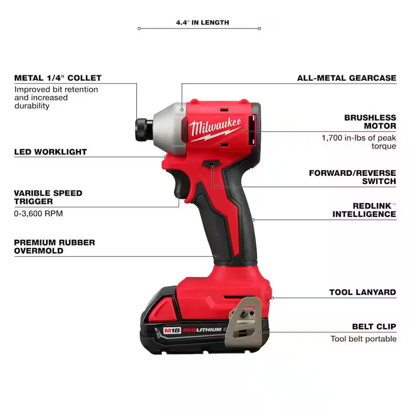 18V Lithium-Ion Brushless Cordless Compact Drill/Impact Combo Kit 2-Tool E989820