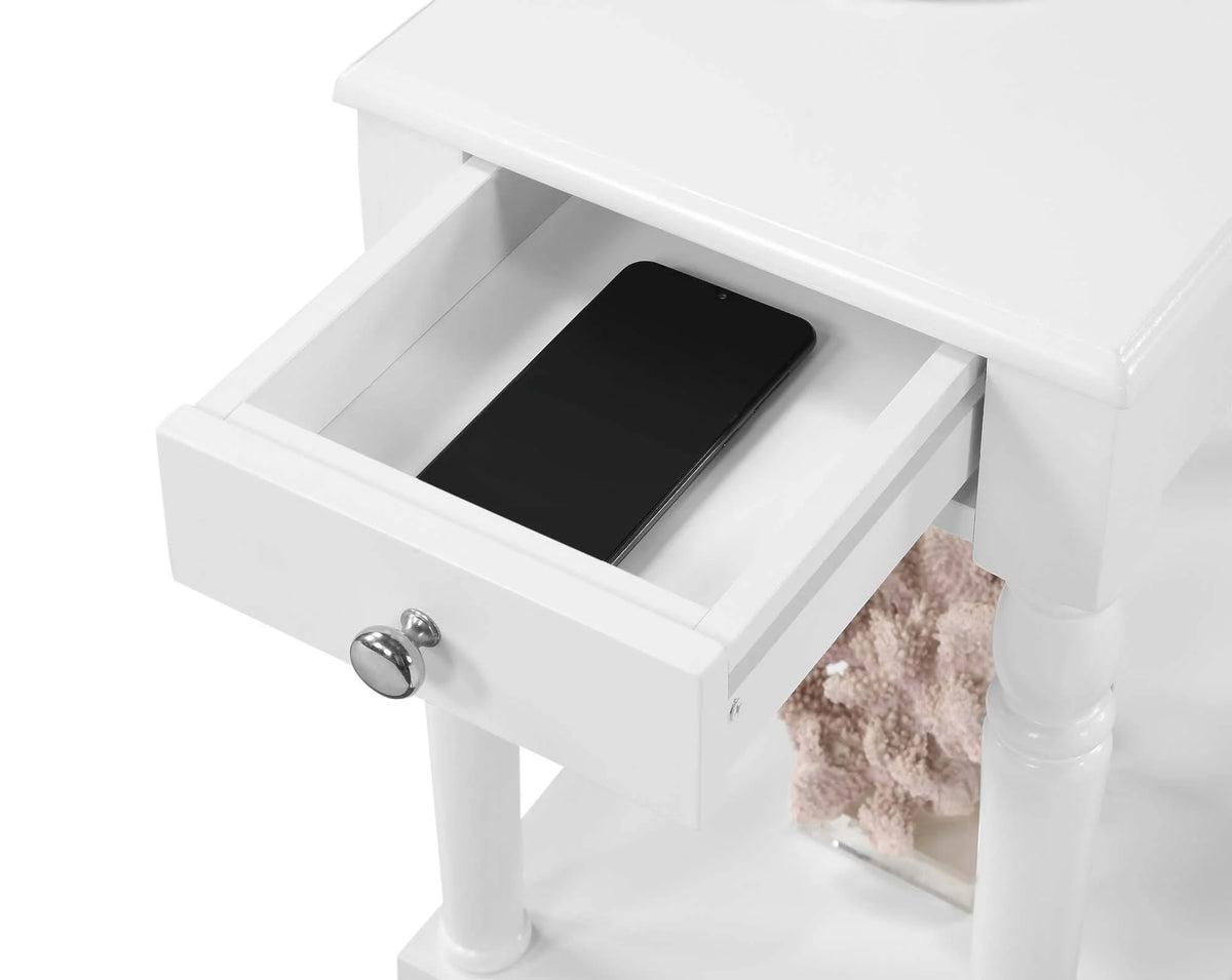 White Chairside Table L290